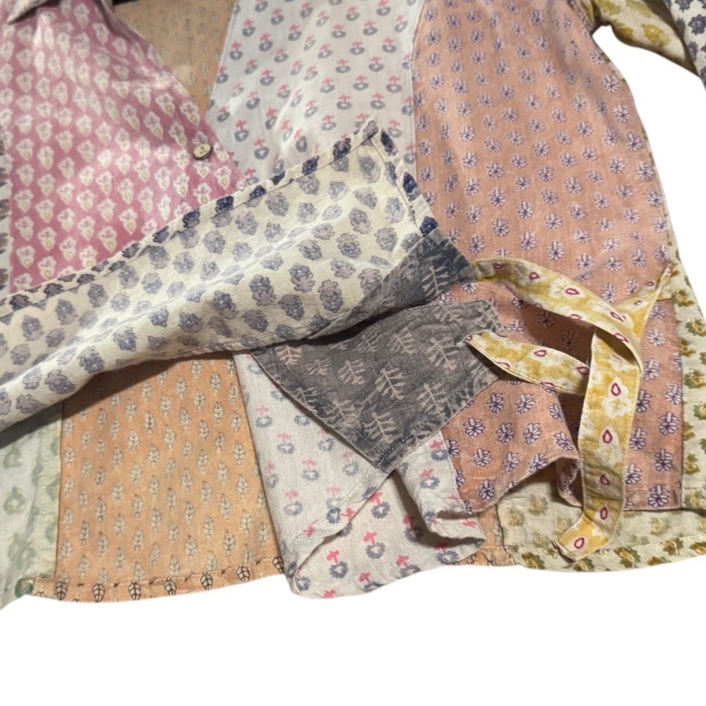 Sacred Threads Floral Patchwork Wrap Top Y2K 100%… - image 7